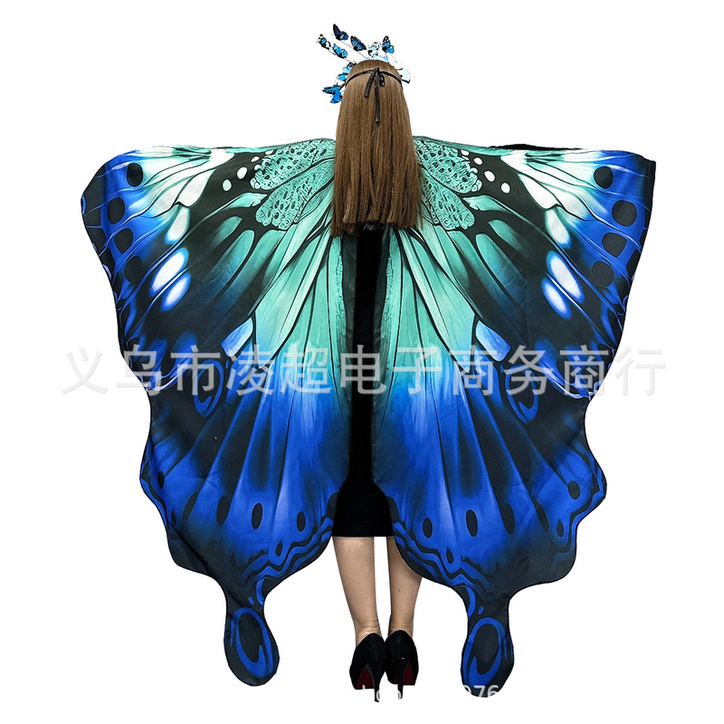 2024 New Pendant Shawl European and American Large Shawl Halloween Shawl Printed Butterfly Shawl Butterfly Cape