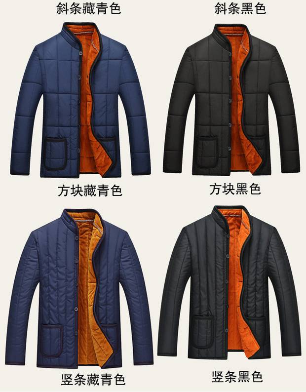 Mùa đông nam cotton phù hợp với cotton trung niên cộng với nhung dày người già bên trong và bên ngoài mặc một chiếc áo khoác cotton nhỏ áo jean nam