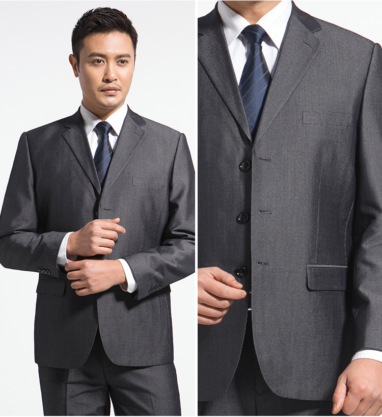 Bộ đồ mùa xuân và mùa thu nam kinh doanh chuyên nghiệp mặc trung niên 50 cha ba khóa lỏng đầm 40 bộ đồ áo sơ mi nam