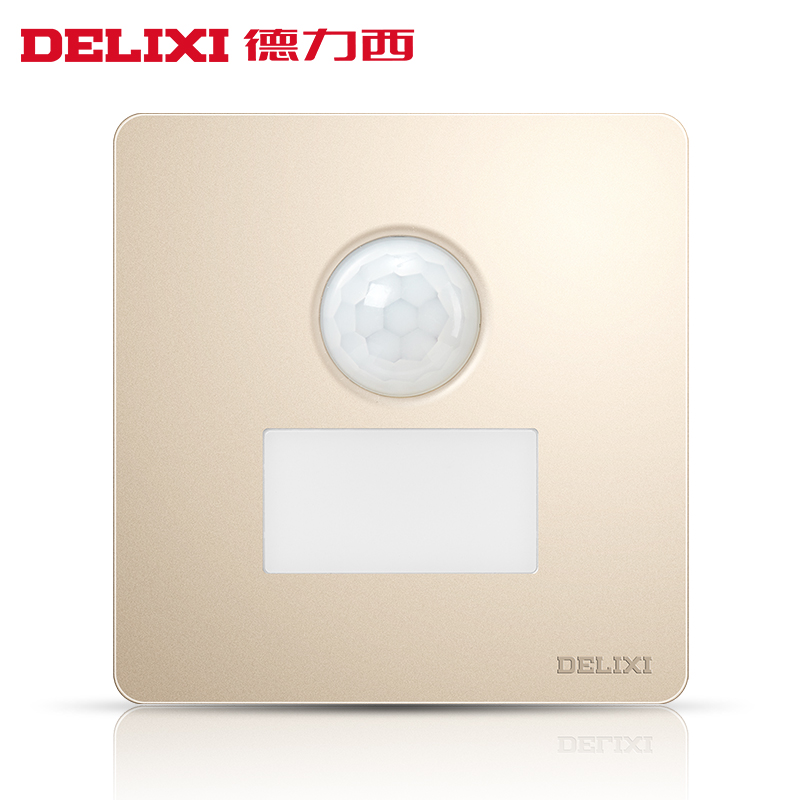 Dresy Switch Socket Large Plate Series Champagne Golden Human Body Sensing Walkway Lamp 86 Type Infrared Sensing Panel