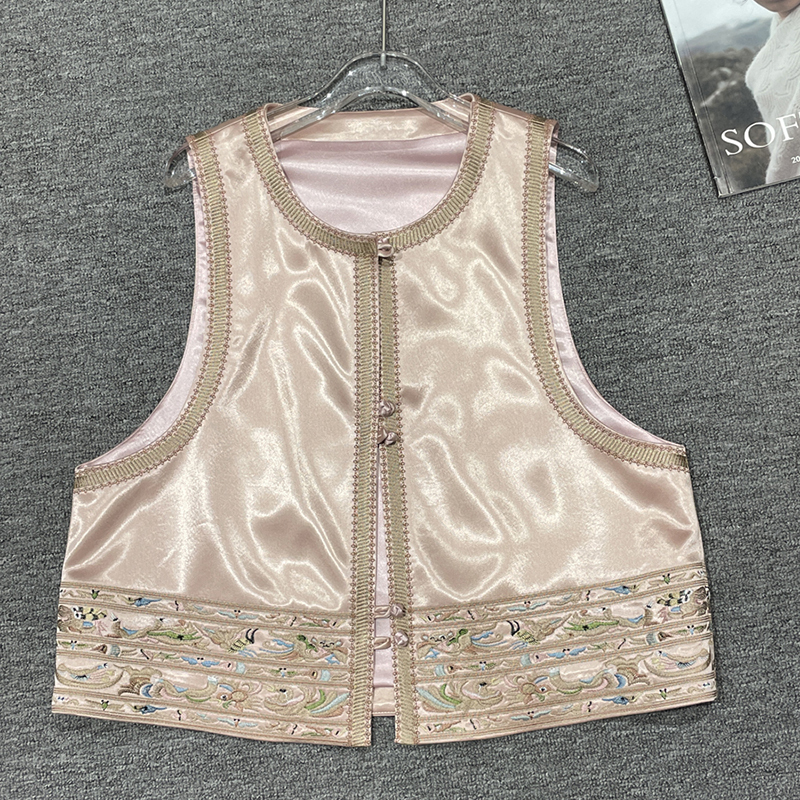 Chinese Style Heavy Embroidery Vest for Women 2026 Spring/Summer Buttoned Round Neck Versatile Top Chinese Style Vest