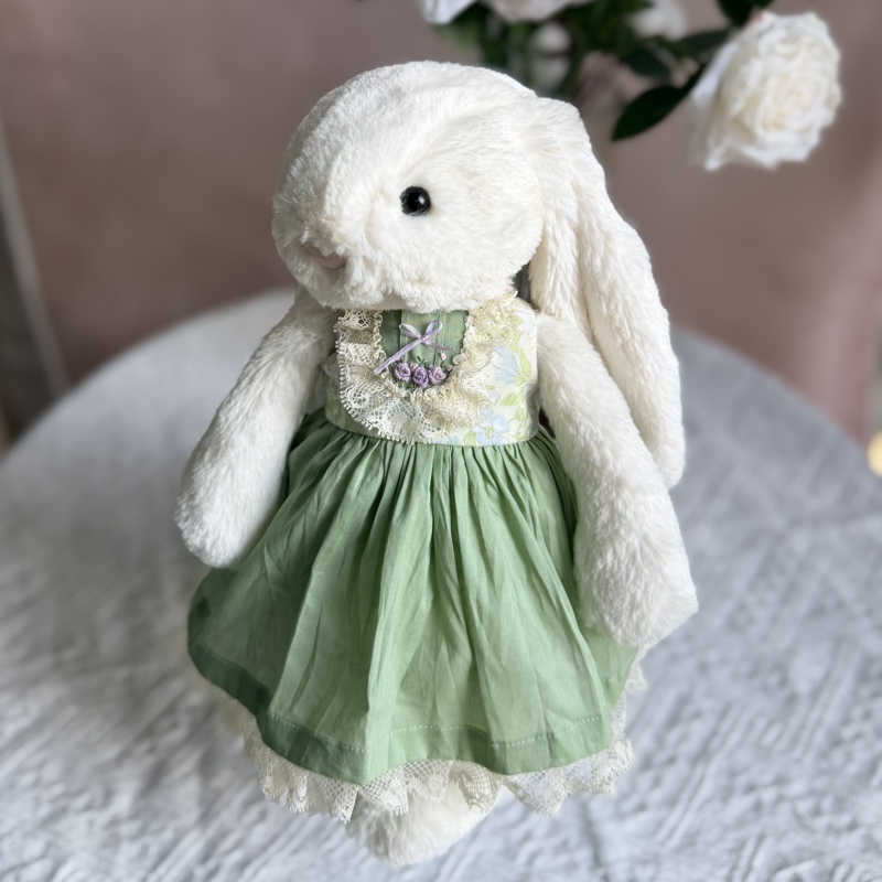 Original Cute Group of Rabbits Wearing Dresses, Shy Bunny Dolls, Soft European-Style Pastoral Dresses, Rabbit Princess Dresses