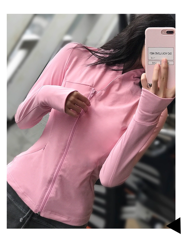 Cô gái thể hình Tilting Zipper Áo thể thao Áo khoác mỏng Áo khoác Chạy bộ Yoga Làm khô nhanh Tay áo dài Slim