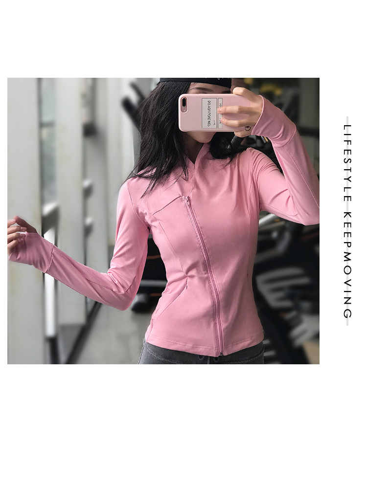 Cô gái thể hình Tilting Zipper Áo thể thao Áo khoác mỏng Áo khoác Chạy bộ Yoga Làm khô nhanh Tay áo dài Slim áo khoác gió nữ adidas