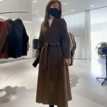 Double-sided cashmere coat womens long 2021 new high-end slim loose autumn and winter Korean version of woolen long coat