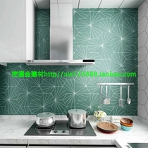 Nordic black and white gray powder green ray hexagonal tile 200X230 kitchen balcony background living room hexagonal tile