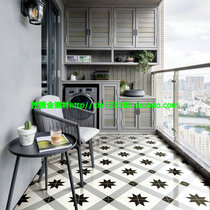 Black and white gray vintage parquet 300X300 balcony Kitchen bathroom Living room Study Non-slip background wall floor living room