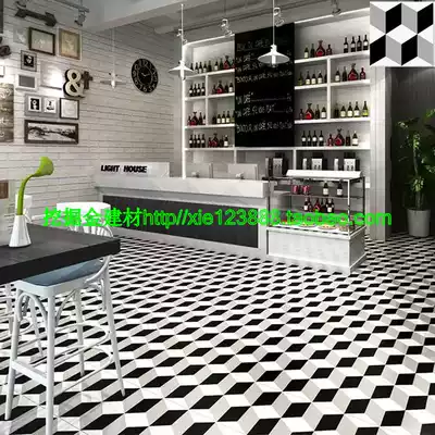 Norse style black and white gray three-color solid geometric tiles 200 kitchen powder room balcony background wall tiles floor tiles 300