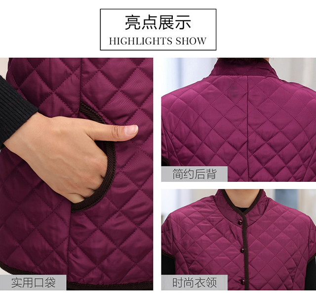 Áo khoác lông mùa thu cho phụ nữ trung niên và tuổi già tải áo len mùa thu và mùa đông nửa tay áo vest vai bà ngoại áo khoác cotton ngắn tay đồ ngủ trung niên