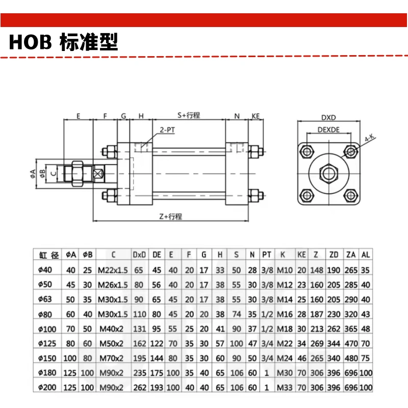 Xi lanh thủy lực tùy chỉnh 
            hạng nặng HOB40/50/63 Xi lanh thủy lực một chiều hai chiều nâng piston chống mài mòn và chống rò rỉ/xi lanh bán xi lanh thủy lực cũ cấu tạo xi lanh thủy lực 2 chiều