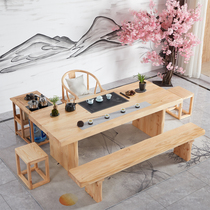 Solid wood tea table tea table chair combination brief modern new Chinese tea table tea set tea set integrated log kung fu tea table