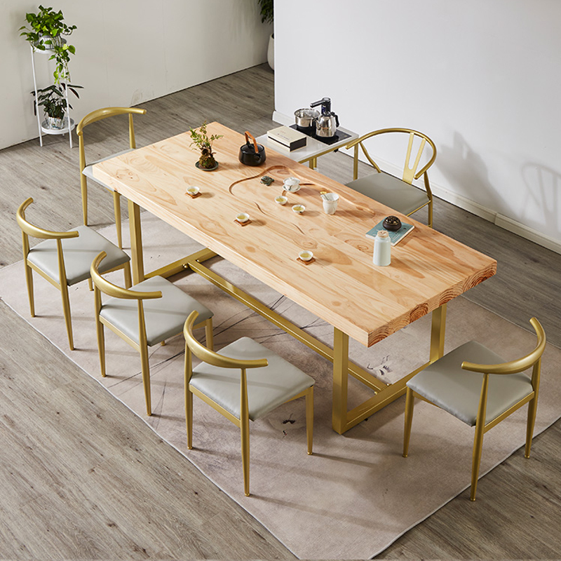 Iron Art Solid Wood Tea Table Tea Table Chair Combination Industrial Wind Tea Desk Brief small family type tea art table office Gongfu tea table