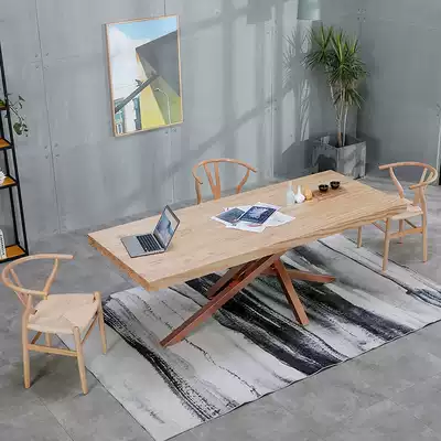 Iron Wood tea table and chair combination simple modern log tea table industrial wind office tea drinking boss tea table