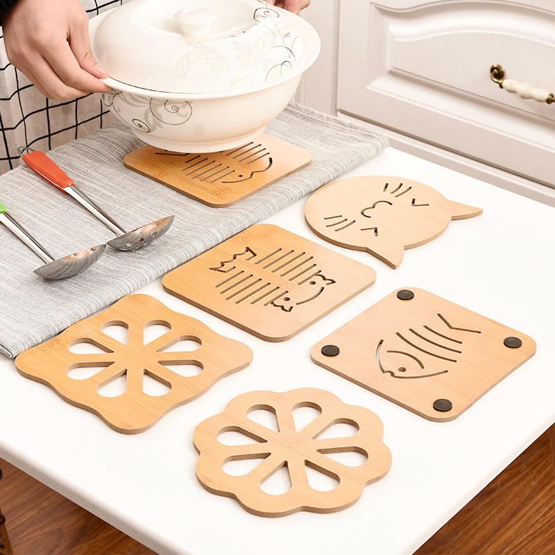 Home daily creative hollow wooden placemat insulation pad kitchen table anti-scalding coaster bowl pad dish pad casserole pad
