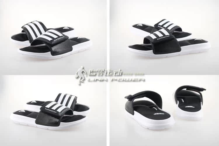 Adidas Superstar 5 Gam màu đen và trắng Velcro người đàn ông đệm thể thao giản dị dép đi trong nhà AC8325 dép adidas