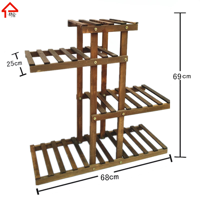 Kệ hoa gỗ đặc nhiều tầng ban công trong nhà không gian phòng khách không gian hoa lan chậu kệ sàn đứng màu xanh lá cây - Kệ giá để tài liệu