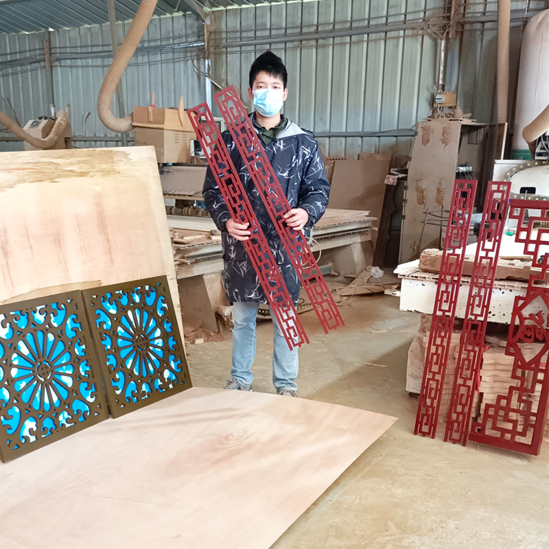 Hollow carved flower suspension ceiling line pvc decorated frame flat corner corner TV background wall new Chinese waist line