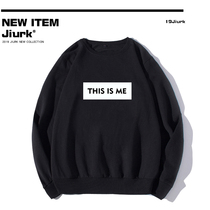 Original trendy brand This is me Simple letter long-sleeved round neck sweater mens thin section spring and autumn couple clothes