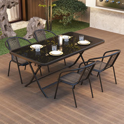 Outdoor Tables and Chairs, Courtyard Leisure, Open-Air Tempered Glass Garden Patio Folding Tables for Tea, Balcony Coffee Tables
