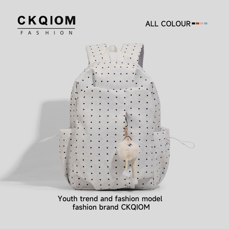 Polka Dot Backpack with Unique Design, Large Capacity, Commuter Backpack for High School Students, Stylish School Bag for Junior High School Girls