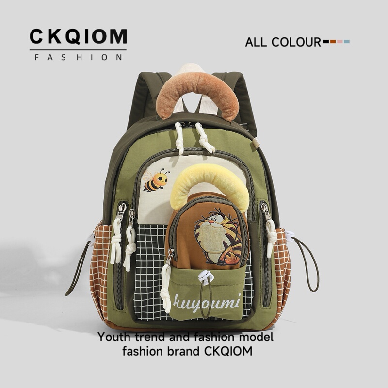 Baby Kindergarten School Bag Boy Kidsren's Cute Cartoon Green Backpack Ultra-Lightweight Small Backpack for Going Out for Women