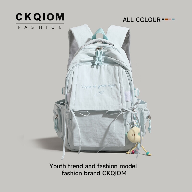 Japanese-Style Blue Schoolbag for Girls ins Niche Large-Capacity Backpack for Junior High School Students Lightweight High-Value Backpack for High School Students