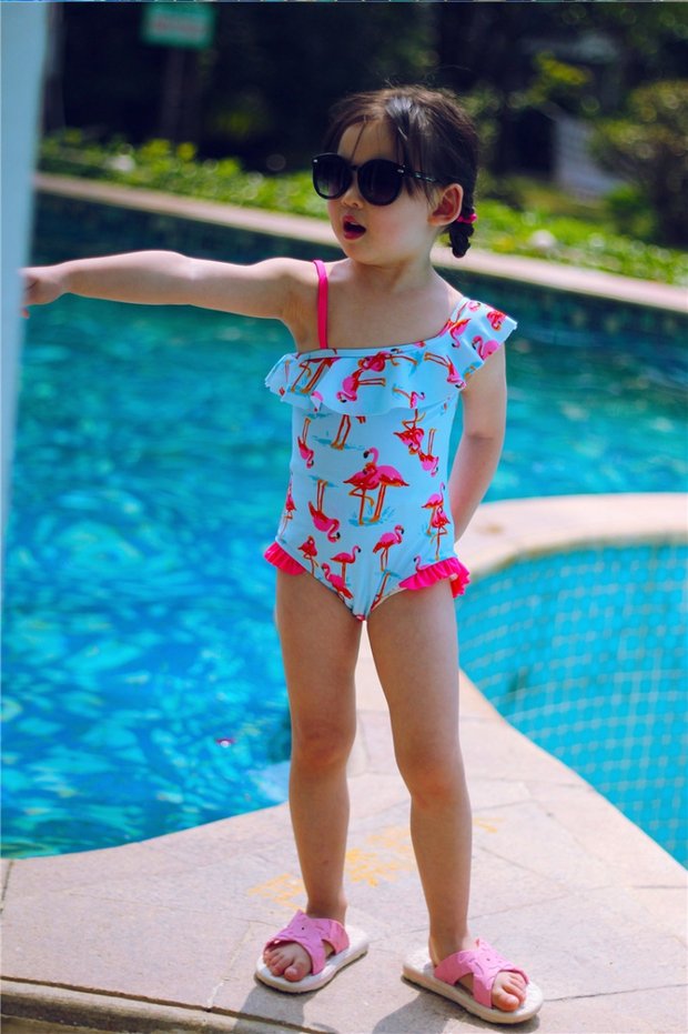 Đồ bơi cho trẻ em gái Trẻ nhỏ Trẻ em Cô bé Chim dễ thương Áo chống nắng Áo tắm 50 - Bộ đồ bơi của Kid đồ bơi cho bé gái 10 tuổi