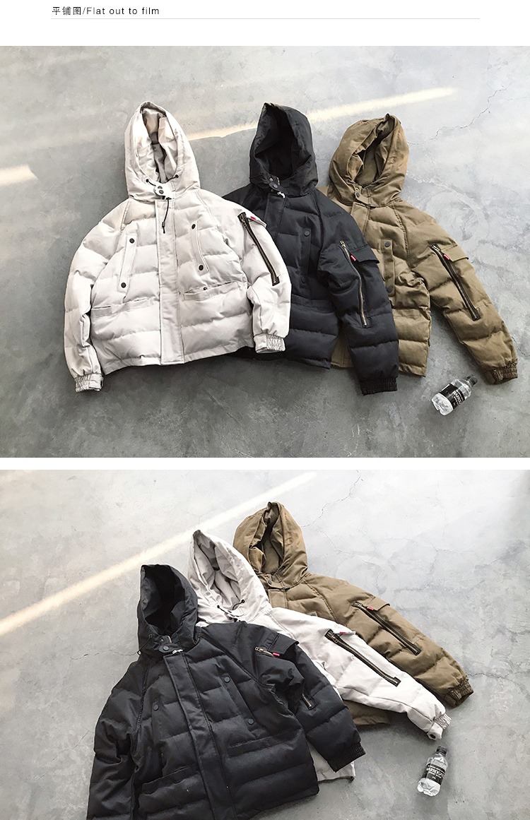 Nhật Bản retro mùa đông rắn màu dày áo ấm nam dụng cụ áo khoác cotton áo khoác nam trung niên