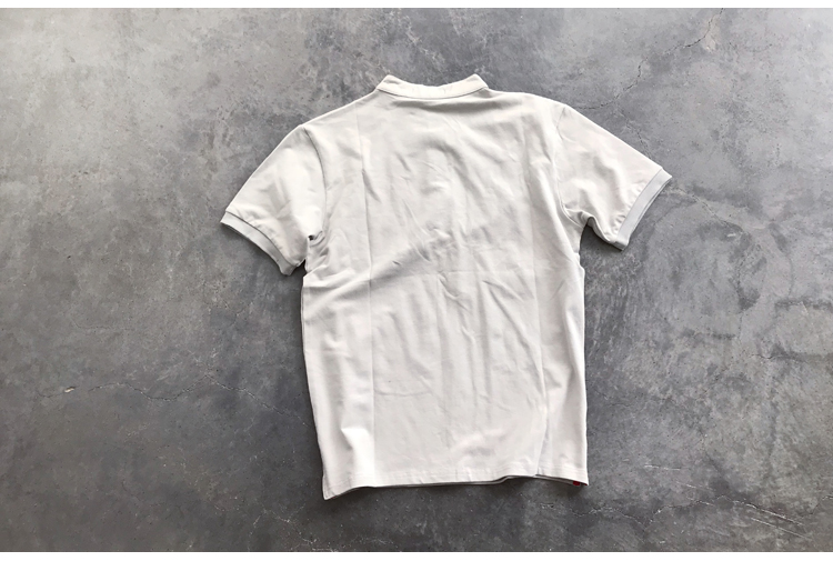 Xu hướng mùa hè Nhật Bản thêu chữ retro màu rắn cổ áo giản dị áo sơ mi POLO nam ngắn tay áo thun nam áo polo