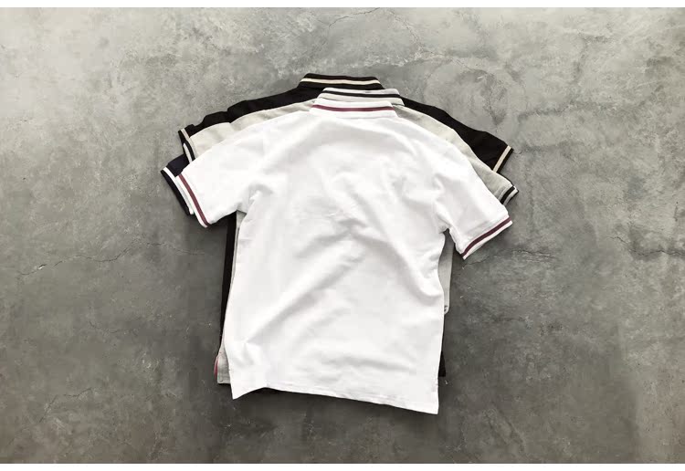 Mùa hè Nhật Bản retro rắn màu thêu ve áo POLO áo sơ mi nam tay ngắn Áo phông phổ biến Áo sơ mi tay ngắn shop bán áo thun nam có cổ