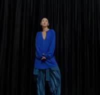 Глубокий синий v -neck