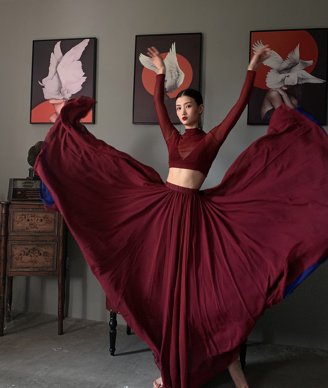 Wyz Cover-Up Style Xinjiang Skirt Set, Elegant Chinese Style One-Piece High-Waisted Tie Skirt Performance Outfit for Women Wyz Cover-Up Style Xinjiang Skirt Set, Elegant Chinese Style One-Piece High-Waisted Tie Skirt Performance Outfit for Women