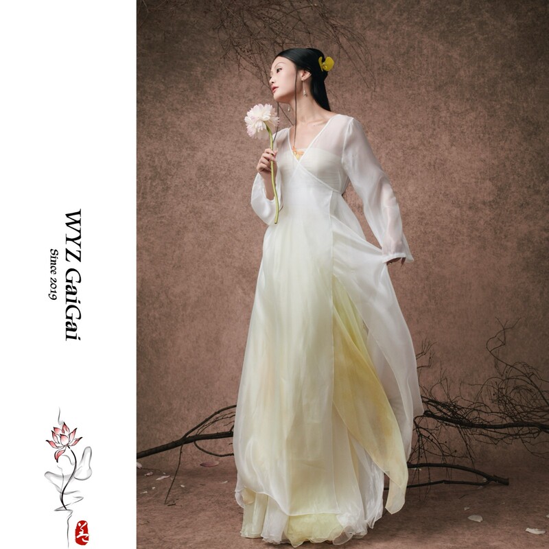 Wyz Cover [Zhu Lu] Pearlescent White Flowing Gauze Dress Ancient Style Jazz Chinese Dance Flowing Gauze Dress
