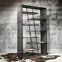 Modern simple wrought iron bookshelf living room display stand multi-level floor office rack decoration partition industrial wind