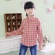 Quần áo trẻ em mùa xuân và mùa thu mới, áo sơ mi kẻ sọc cho bé trai và bé gái, áo sơ mi trẻ em vải cotton dài tay - Áo sơ mi