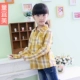 Quần áo trẻ em mùa xuân và mùa thu mới, áo sơ mi kẻ sọc cho bé trai và bé gái, áo sơ mi trẻ em vải cotton dài tay - Áo sơ mi