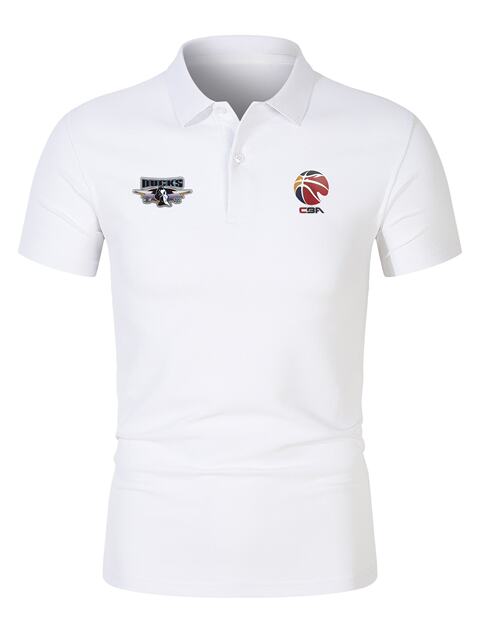 Beijing Shougang Men's Basketball POLO 25-26 season CBA short-sleeved pure cotton black and white players' same style shooting uniform