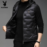 Playboy, демисезонный бархатный жилет с пухом, удерживающая тепло толстовка с капюшоном, утиный пух