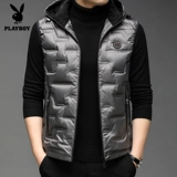 Playboy, демисезонный бархатный жилет с пухом, удерживающая тепло толстовка с капюшоном, утиный пух