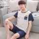 Bộ đồ ngủ nam mùa hè Nam giới Cotton mỏng tay ngắn mùa hè Học sinh trung học Thanh niên Kích thước nhỏ Bộ dịch vụ tại nhà - Bên ngoài ăn mặc đồ bộ nữ