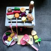 European wooden simulation BBQ barbecue grill birthday gift oven set for boys and girls children play toys