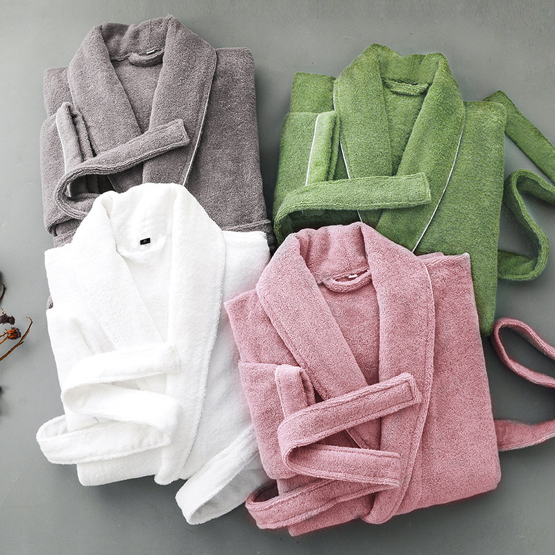 Bathrobe cotton towel women male Spring and Autumn Winter long bathrobe absorbent quick-drying hotel couple thick cotton robe