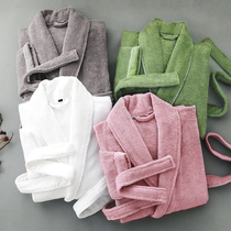 Bathrobe pure cotton towel material female male spring autumn and winter long style bath clothes suction speed dry hotel lovers thickening all-cotton sleeping robe