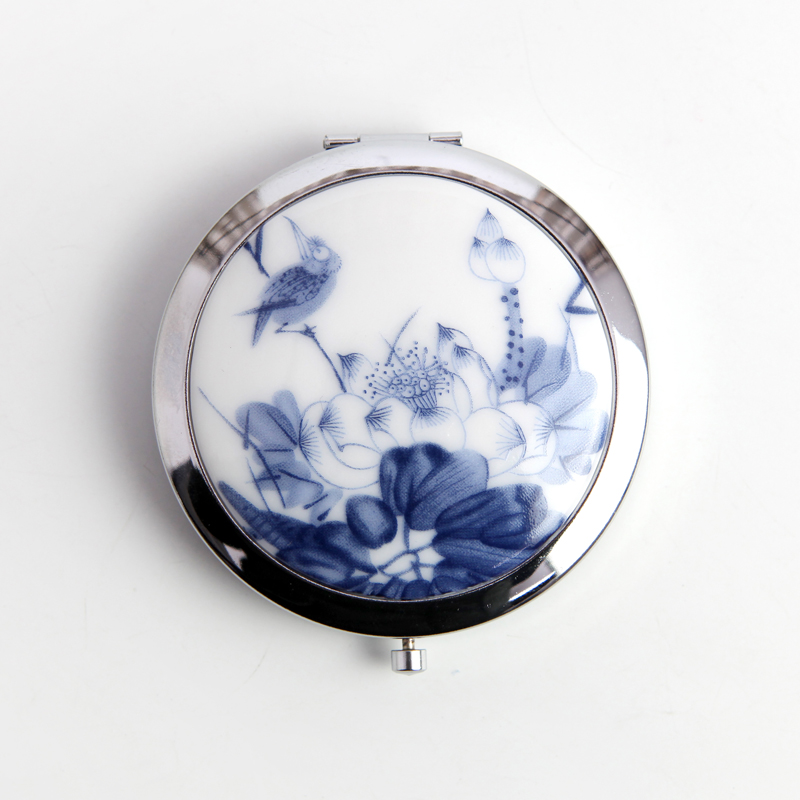 QingGe national wind carry ceramic jewelry folding mirror, cosmetic mirror, lotus blossom put market. I supply of goods