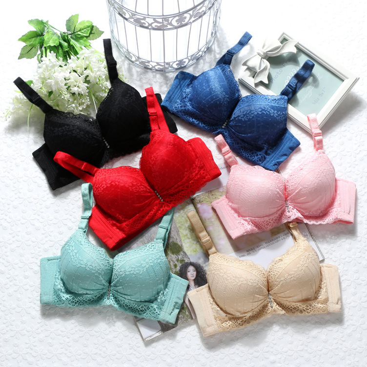 Sexy ngực nhỏ ngực tập hợp điều chỉnh áo ngực với vành thoải mái thoáng khí sữa mẹ áo ngực dày đồ lót đồ lót nữ cao cấp
