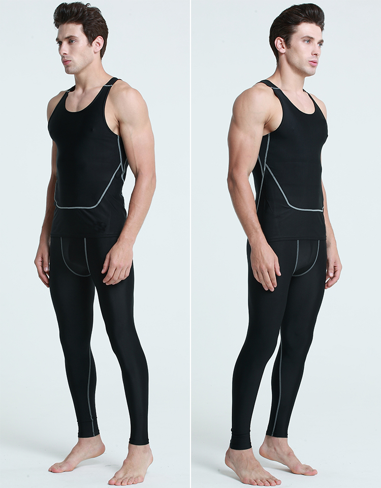 PRO vớ cao căng vest tập thể dục Slim mồ hôi ngắn tay áo thoáng khí và nhanh chóng làm khô bóng rổ thể thao đáy T-Shirt nam