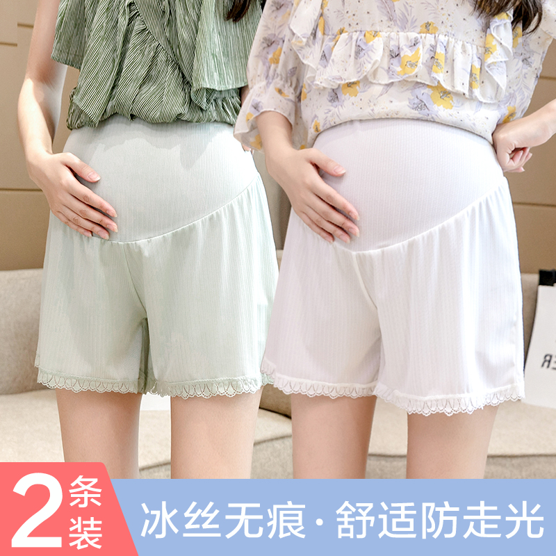 Pregnant Woman Safety Pants Summer Thinnest Anti-Walking Light Ice Silk Shorts Loose Outside Wearing Inner Hitch Pants Large Size Pregnant Women Summer Clothes