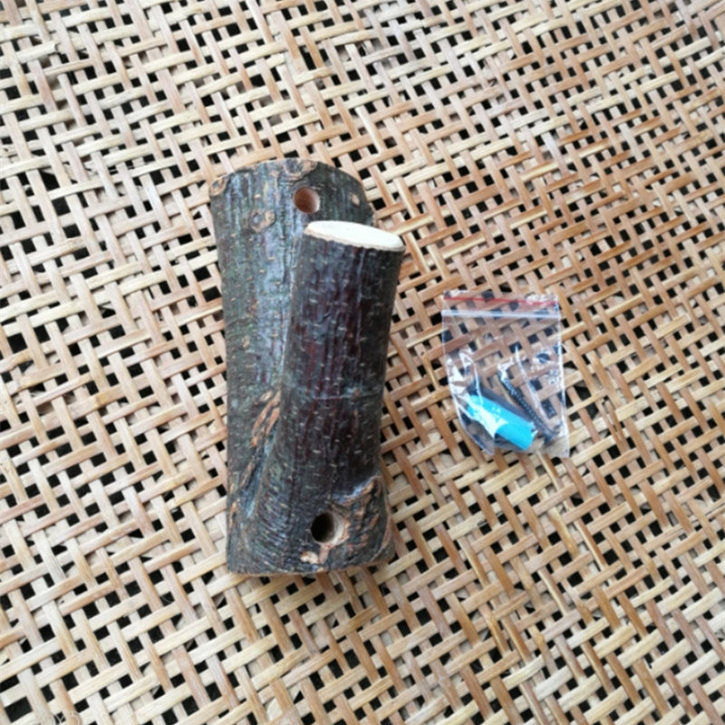 Leather solid wood hook clothes hook restaurant decorative wall hook entry porch tree branch hook homestay decorative hook