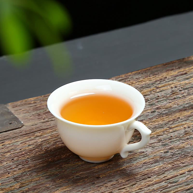 Defied white porcelain with ear small tea cup jade porcelain utiliturized tea with handle and tea cup without bronzing handmade small wine glass 30ML