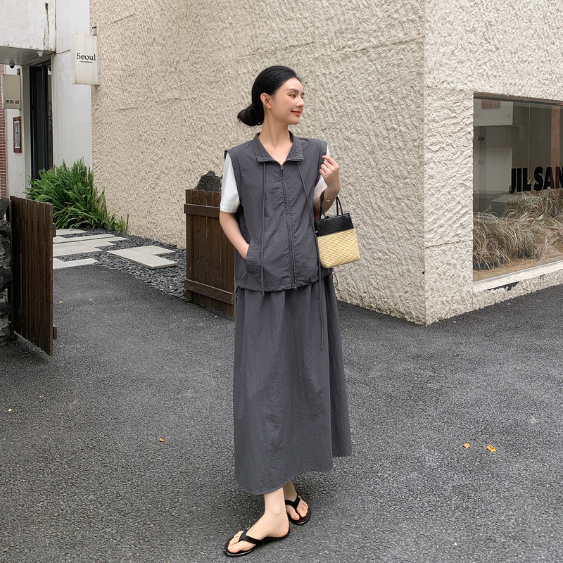 Zma Casual Style Maternity Skirt Suit Summer New Style Lapel Fake Two-Piece Top Women's Pregnancy Skirt